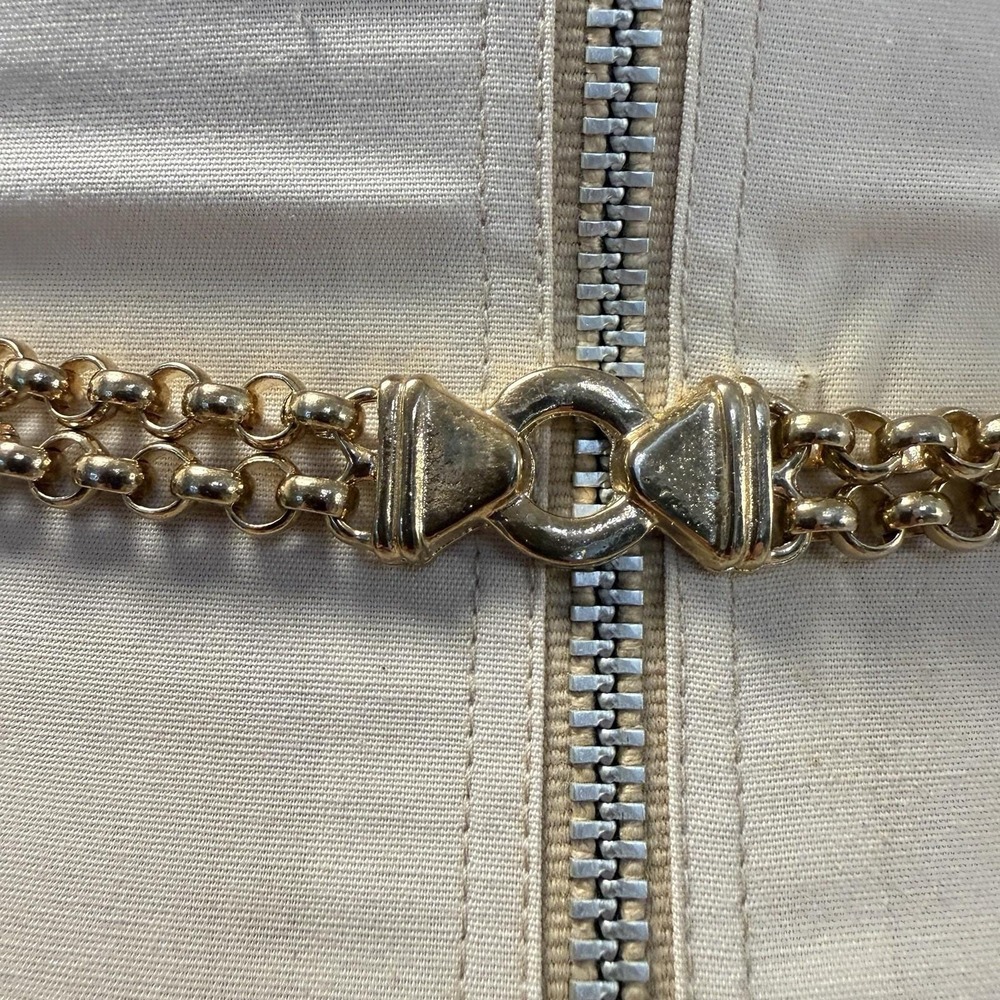 Vintage 35" Chunky Double Strand Rings Gold Tone Chain Fashion Belt Runway - Picture 4 of 12